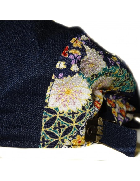 Embroidered flat cap - Koi Sakura - Navy blue Embroidered flat cap - Koi Sakura - Navy blue