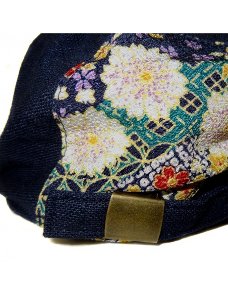 Embroidered flat cap - Koi Sakura - Navy blue Embroidered flat cap - Koi Sakura - Navy blue