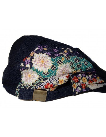 Embroidered flat cap - Koi Sakura - Navy blue Embroidered flat cap - Koi Sakura - Navy blue