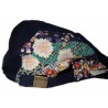 Embroidered flat cap - Koi Sakura - Navy blue