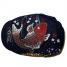 Embroidered flat cap - Koi Sakura - Navy blue