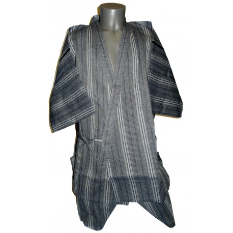 Jinbei Japanese summer tunic garment blue-gray  - LL size - Cotton and Linen