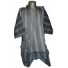Jinbei Tunique vêtement japonaise d'été -  bleu grisé - Taille LL - Coton et Lin