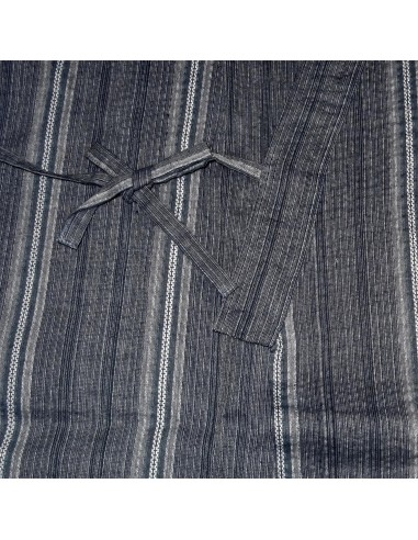 Jinbei Tunique vêtement japonaise d'été -  bleu grisé - Taille LL - Coton et Lin