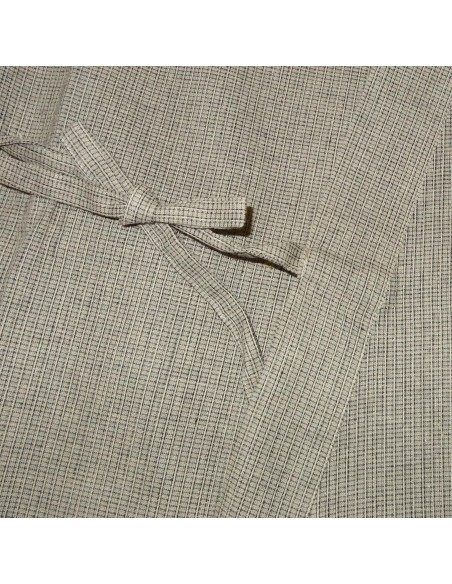 Jinbei Tunique vêtement japonaise d'été - beige verdâtre - Taille LL - Coton et Lin Jinbei Tunique vêtement japonaise d'été - beige verdâtre - Taille LL - Coton et Lin