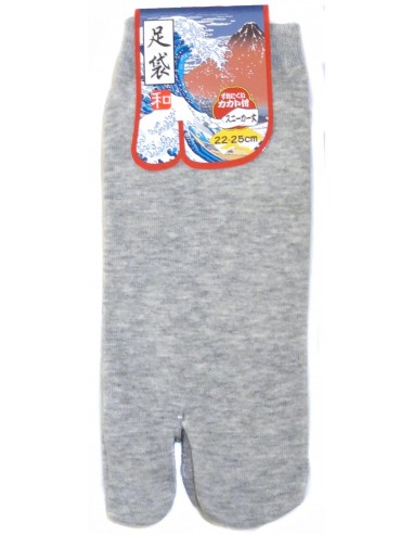 Chaussettes japonaises Tabi grises - Du 35 au 39. Chaussettes à orteils séparés.