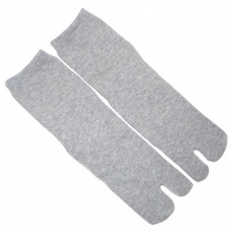 Chaussettes japonaises Tabi mi-mollet grises - Du 35 au 39. Chaussettes à orteils séparés.
