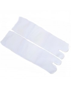 Chaussettes japonaises Tabi mi-mollet blanches - Du 35 au 39. Chaussettes à orteils séparés.
