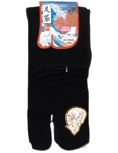 Chaussettes japonaises Tabi mi-mollet noires - Du 35 au 39. Chaussettes à orteils séparés.