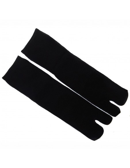 Chaussettes japonaises tabi noires haut de cheville - Du 39 au 43. Chaussettes à orteils séparés pour tongs.