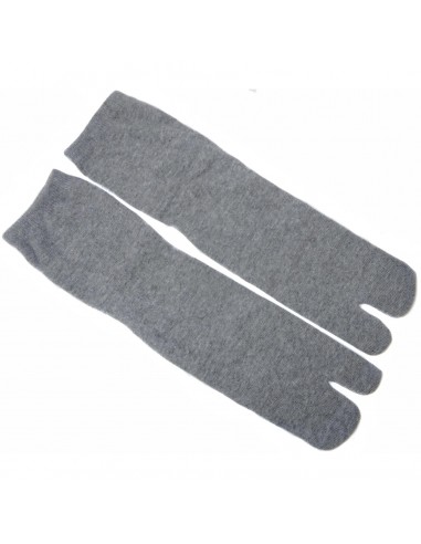 Chaussettes japonaises tabi grises haut de cheville - Du 43 au 46. Chaussettes à orteils séparés pour tongs.