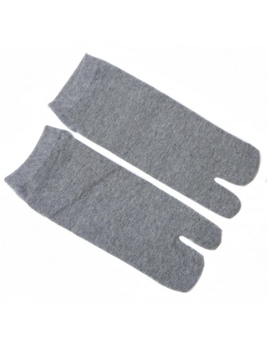 Chaussettes japonaises tabi grises haut de cheville - Du 43 au 46. Chaussettes à orteils séparés pour tongs.