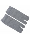 Chaussettes japonaises tabi grises haut de cheville - Du 43 au 46. Chaussettes à orteils séparés pour tongs.