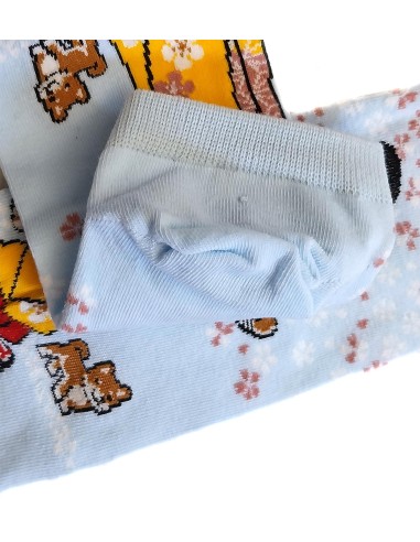 Boutique et achat de chaussettes japonaises tabi type sneaker (bord du talon), motifs de Maiko et chiot Shiba