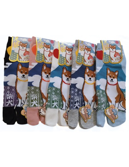 Women Japanese tabi socks - Size 35 to 39  - Fuji and Shiba Inu print
