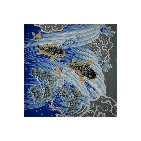 Furoshiki 118x118 bleu - motifs de carpes