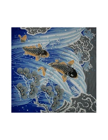 Furoshiki 118x118 bleu - motifs de carpes